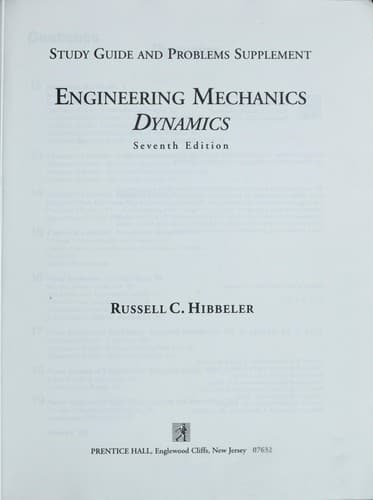 Tapa de Study guide and problems supplement, Engineering mechanics--dynamics