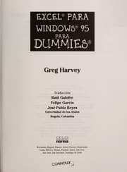 Tapa de Excel Para Windows 95 Para Dummies