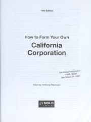 Tapa de How to form your own California corporation