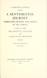 Tapa de A sentimental journey through France and Italy, by Mr. Yorick