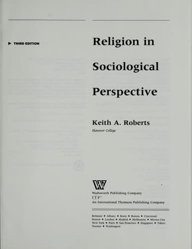 Tapa de Religion in sociological perspective