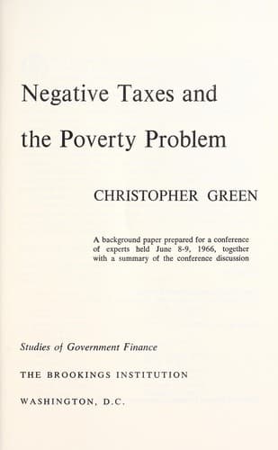 Tapa de Negative taxes and the poverty problem