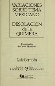 Tapa de Variaciones sobre tema mexicano ; Desolación de la quimera