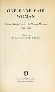 Tapa de One rare fair woman; Thomas Hardy's letters to Florence Henniker, 1893-1922