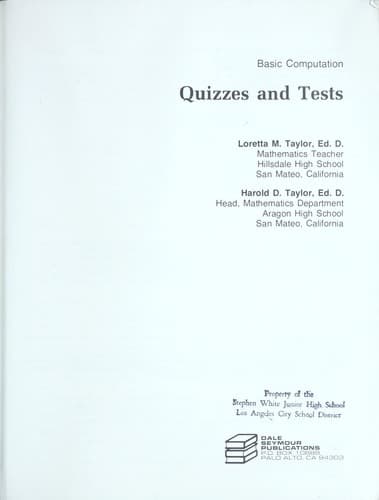Tapa de Quizzes and Tests (Basic Computational)