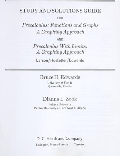 Tapa de Study and solutions guide for Precalculus