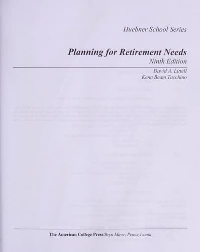 Tapa de Planning for retirement needs