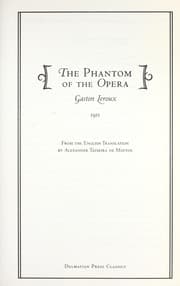 Tapa de The phantom of the opera