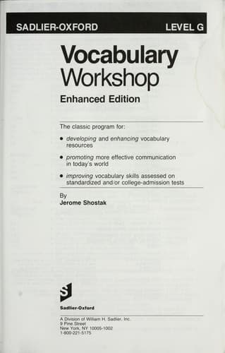 Tapa de Vocabulary workshop