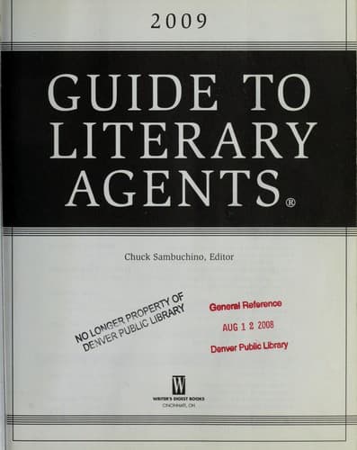 Tapa de 2009 guide to literary agents
