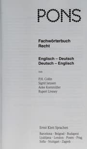 Tapa de PONS Fachwo rterbuch Recht