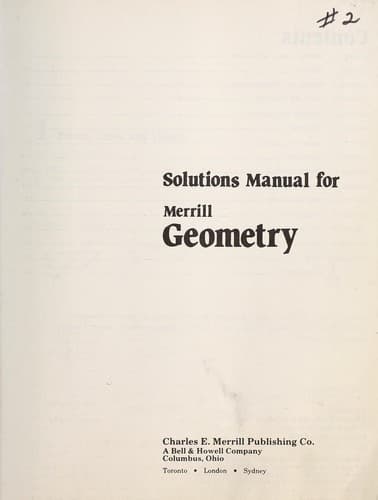 Tapa de Solutions manual for Merrill geometry
