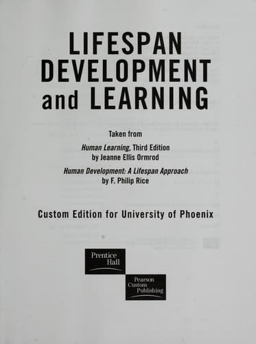 Tapa de Lifespan development and learning
