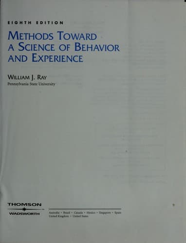 Tapa de Methods toward a science of behavior and experience