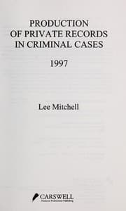 Tapa de Production of Private Records in Criminal Cases