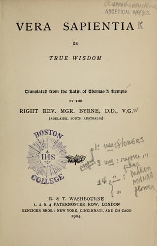 Tapa de Vera sapientia or true wisdom