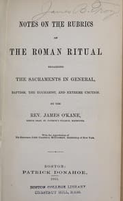Tapa de Notes on the rubrics of the Roman ritual