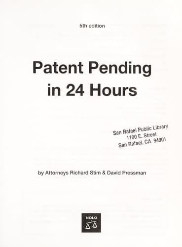 Tapa de Patent pending in 24 hours