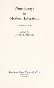 Tapa de Nine essays in modern literature