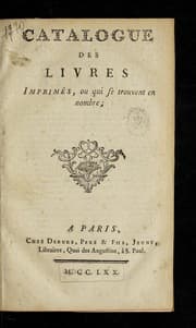 Tapa de Catalogue des livres imprime s, ou qui se trouvent en nombre
