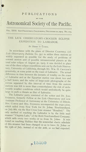 Tapa de Lick observatory-Crocker eclipse expedition to Labrador