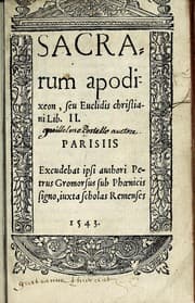 Tapa de Sacrarum apodixeon, seu, Euclidis christiani lib. II