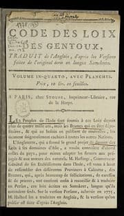 Tapa de Code des loix des Gentoux