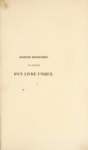 Tapa de Description bibliographique et analyse d'un livre unique qui se trouve au Mus©♭e Britannique