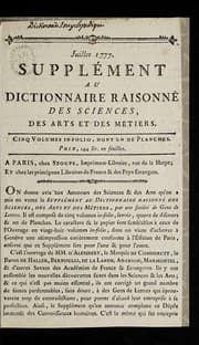 Tapa de Supple ment au Dictionnaire raisonne  des sciences, des arts et des me tiers
