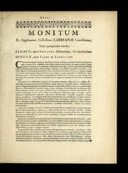 Tapa de Monitum de supplemento Collectionis Labbeanae conciliorum