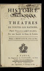Tapa de Histoire universelle des the a tres de toutes les nations