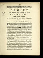 Tapa de Projet d'un supple ment a   la Collection des conciles du pere Labbe