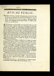 Tapa de Avis au public