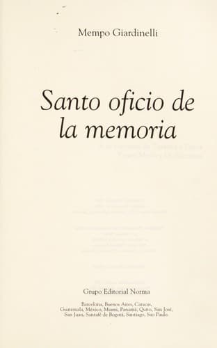 Tapa de Santo Oficio de La Memoria