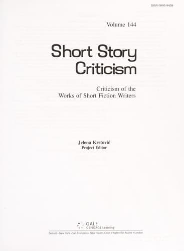 Tapa de Short story criticism