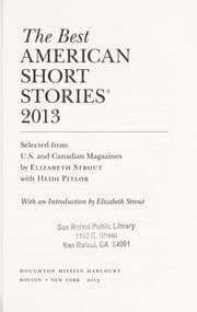 Tapa de The Best American Short Stories 2013