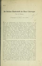 Tapa de Die Berliner Handschrift des Huon d'Auvergne