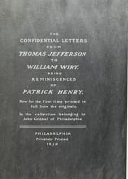 Tapa de The confidental letters from Thomas Jefferson to William Wirt