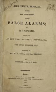 Tapa de Airs, duets, trios, &c. in the new comic opera called False alarms, or, My cousin
