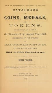 Tapa de Catalogue of coins, medals, and tokens ...