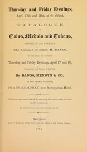 Tapa de Catalogue of coins, medals and tokens ... the cabinet of Geo. B. Davis ...