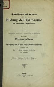 Tapa de Betrachtungen und Versuche u ber die Bildung der Harnsa ure im tierischen Organismus