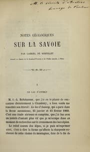 Tapa de Notes ge ologiques sur la Savoie