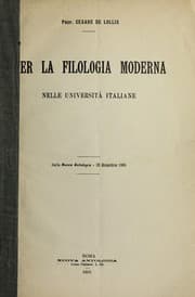 Tapa de Per la filologia moderna nelle Universita italiane ...
