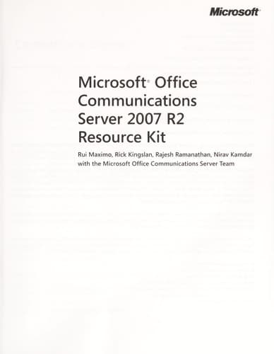 Tapa de Microsoft Office Communications Server 2007 R2 resource kit