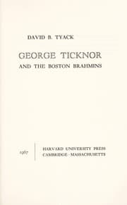 Tapa de George Ticknor and the Boston Brahmins