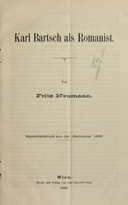 Tapa de Karl Bartsch als romanist