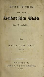 Tapa de Ueber die Verfassung der freien Lombardischen Sta dte im Mittelalter