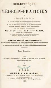 Tapa de Biblioth©·que du m©♭decin-praticien ou r©♭sum©♭ g©♭n©♭ral de tous les ouvrages de clinique m©♭dicale et chirurgicale, do toutes les monographies, de tous les m©♭moires de m©♭decine et de chirurgie pratiques, anciens et modernes, publi©♭s en France et ©  l'©♭tranger