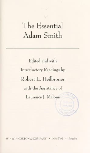 Tapa de The Essential Adam Smith